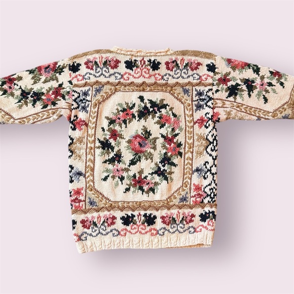 Crystal Kobe Vintage Floral Handmade Knit Sweater - Picture 2 of 5